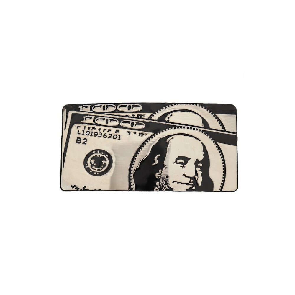 Men Silver Metal Belt Buckle Hip Hop Street Fashion Club 100$ Bill Money Hood